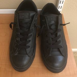 black leather converse all star shoes